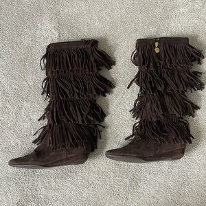 Michael Kors suede fringe boots 7